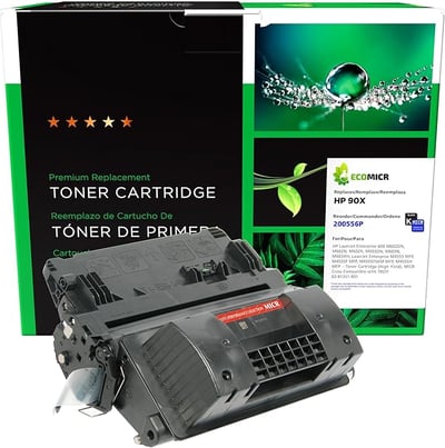 Eco MICR | HP CE390A | Black MICR Toner Cartridge | Works with HP LaserJet Enterprise M601, M602, M603, M4555 MFP | Prints 10,000 pages